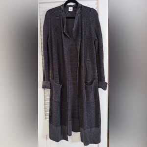 CAbi Long Grey & Black Sweater Size Medium EUC